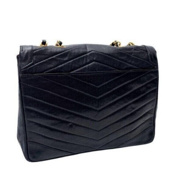 CHANEL 24K Classic Flap Bag Vintage Envelope Chevron Lambskin Leather Purse - Picture 6 of 11